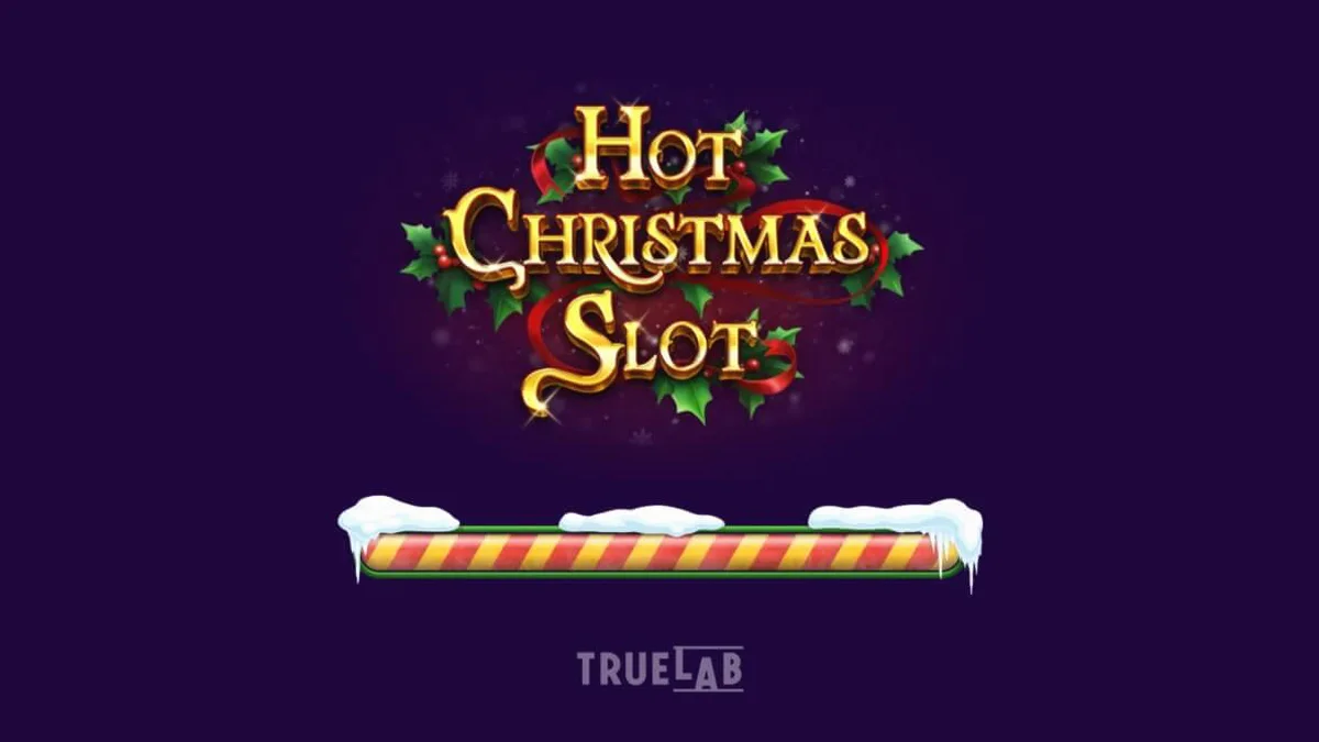 Tampilan visual mesin slot Hot Christmas dengan simbol buah klasik dan dekorasi Natal