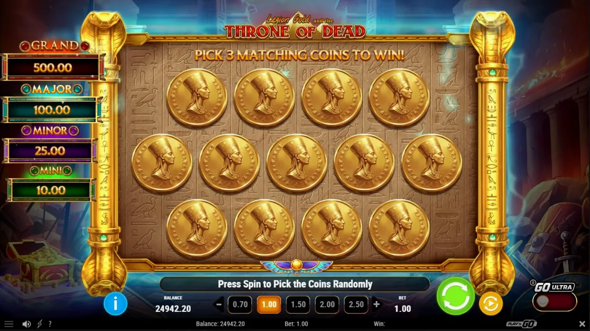 Legion Gold and the Throne of Dead slot game interface